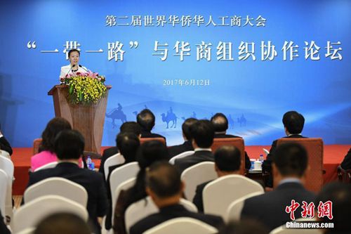資料圖：6月12日，第二屆世界華僑華人工商大會“一帶一路”與華商組織協(xié)作論壇在北京舉行。<a target='_blank' >中新社</a>記者 崔楠 攝