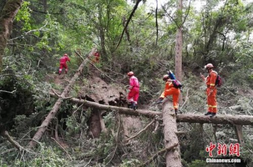 8月12日，中國(guó)國(guó)際救援隊(duì)再次深入九寨溝“8.8”地震震中，成功將一名遇難者遺體轉(zhuǎn)運(yùn)出來。 <a target='_blank' >中新社</a>發(fā) 王路寬 攝