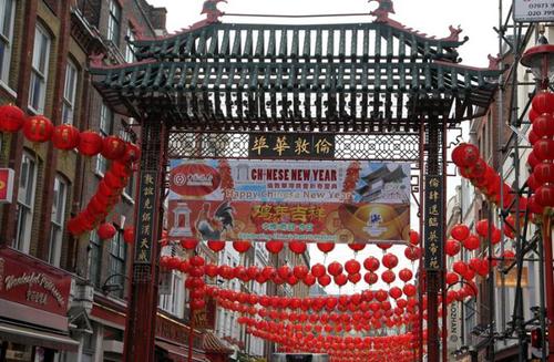 英國倫敦唐人街臨近市中心。（法國《歐洲時報》）