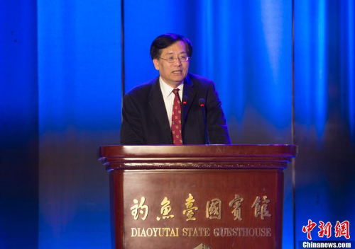 圖為中國新聞社社長章新新致辭。<a target='_blank'  >中新網</a>記者 李卿 攝