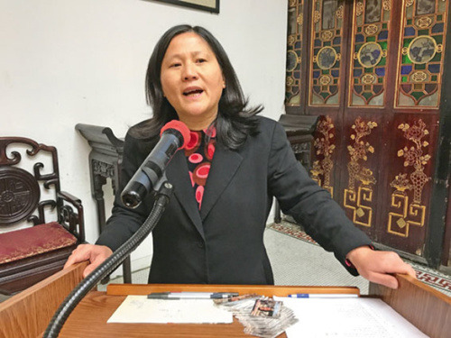李愛晨重申她的反大麻立場。(美國《世界日報》/黃少華 攝)