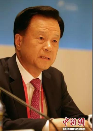 圖為許榮茂與會(huì)發(fā)言中。<a target='_blank' >中新社</a> 任海霞攝。
