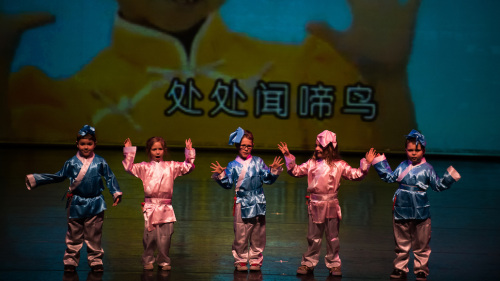 孔子課堂學(xué)生吟唱《春曉》 孔子課堂學(xué)生吟唱《春曉》