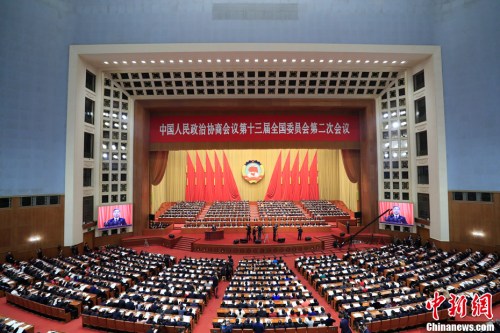 3月3日，全國(guó)政協(xié)十三屆二次會(huì)議開(kāi)幕會(huì)在北京人民大會(huì)堂舉行，習(xí)近平等黨和國(guó)家領(lǐng)導(dǎo)人出席大會(huì)。<a target='_blank' >中新社</a>記者 杜洋 攝