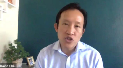 加州眾議員邱信福（David Chiu）參與日前舉行的“反仇恨亞裔”線上報告。（美國《世界日報》記者陳開 攝）