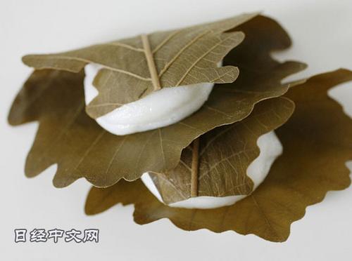 中國僑網(wǎng)日式傳統(tǒng)點心“柏葉餅”。(日經(jīng)中文網(wǎng))